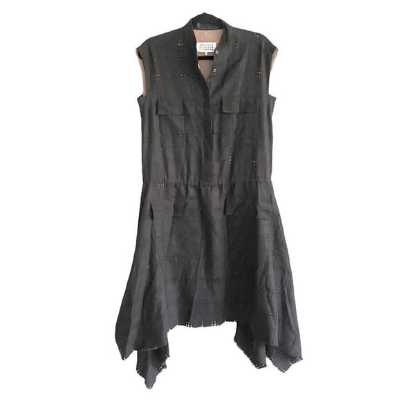 MAISON MARTIN MARGIELA Paris Sleeveless Wool Midi Dress Black 42 - Picture 1 of 7